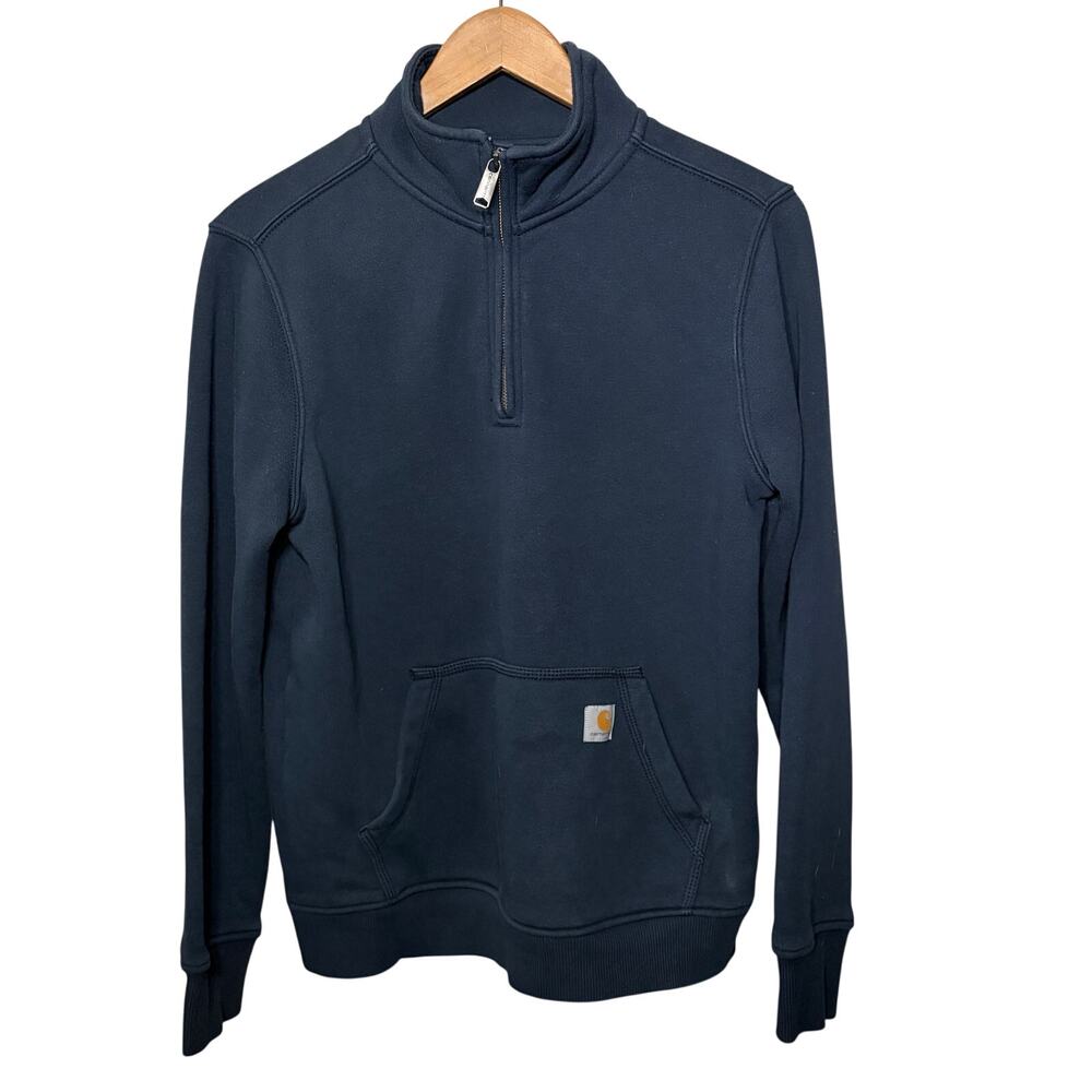 Carhartt Jacket Relaxed Fit Women 1/4 Zip Pullover Navy Cotton Outdoors Comfy M